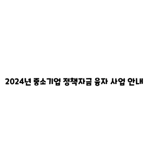 2024년 2024년 중소기업 정책자금 융자 사업 안내중소기업 정책자금 융자 사업 안내