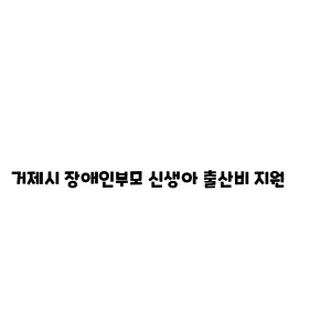 거제시 장애인부모 신생아 출산비 지원