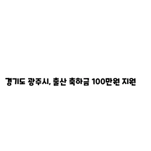 경기도 광주시, 출산 축하금 100만원 지원