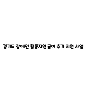 경기도 장애인 활동지원 급여 추가 지원 사업