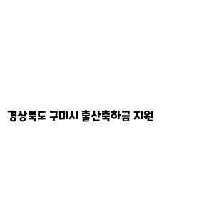 경상북도 구미시 출산축하금 지원