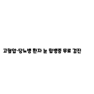 고혈압·당뇨병 환자 눈 합병증 무료 검진