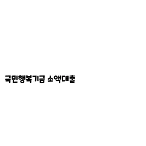 국민행복기금 소액대출