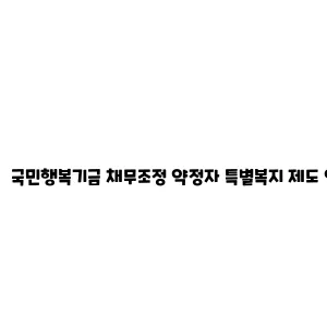 국민행복기금 채무조정 약정자 특별복지 제도 안내