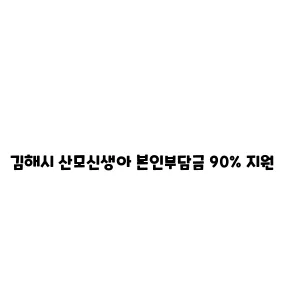 김해시 산모신생아 본인부담금 90% 지원