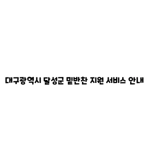 대구광역시 달성군 밑반찬 지원 서비스 안내