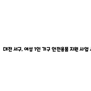 대전 서구, 여성 1인 가구 안전용품 지원 사업 시행