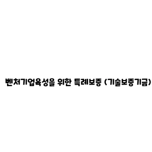 벤처기업육성을 위한 특례보증 (기술보증기금)