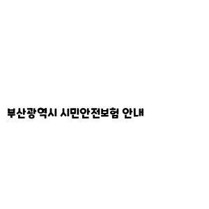 부산광역시 시민안전보험 안내