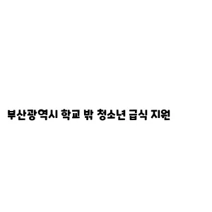 부산광역시 학교 밖 청소년 급식 지원