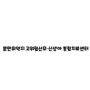 분만취약지 고위험산모·신생아 통합치료센터 지원 사업