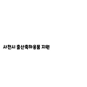 사천시 출산축하용품 지원