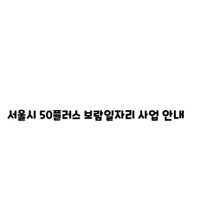 서울시 50플러스 보람일자리 사업 안내