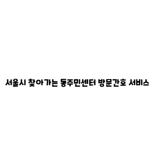 서울시 찾아가는 동주민센터 방문간호 서비스