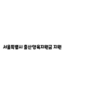 서울특별시 출산양육지원금 지원