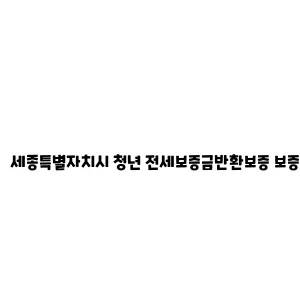 세종특별자치시 청년 전세보증금반환보증 보증료 지원사업