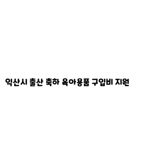 익산시 출산 축하 육아용품 구입비 지원