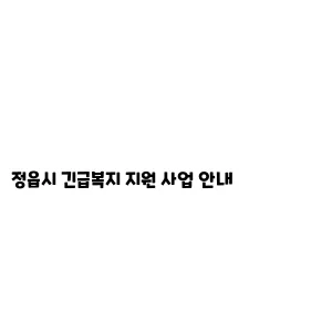 정읍시 긴급복지 지원 사업 안내